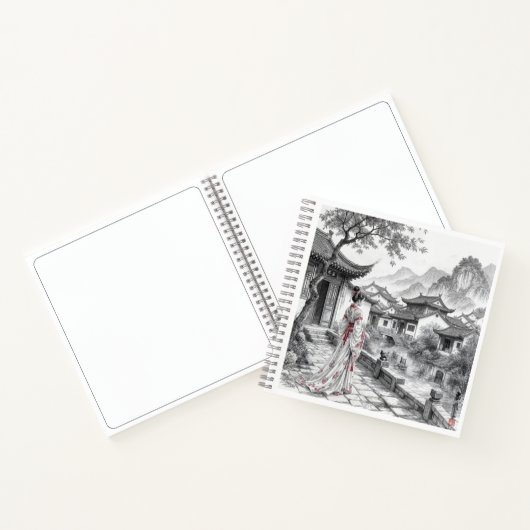 Traditionelles asiatisches Dorfbild - Elegante Kun Notizblock (Innenseite)