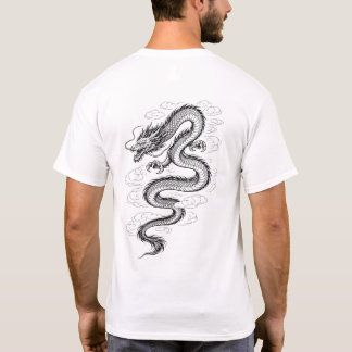 Traditionelles asiatisches Drachen-Linienkunst-T-S T-Shirt