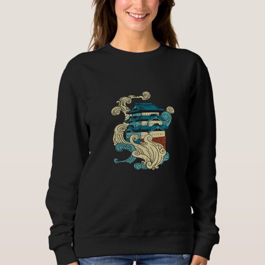 Traditionelles asiatisches Gebäude Japanischer Oze Sweatshirt (Vorderseite)