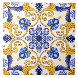 Traditionelles Azulejo-Wasserfarben-Mittelmeer Fliese