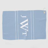 Traditionelles Baby Blau und Weiß Mit Monogramm Golfhandtuch (Horizontal)