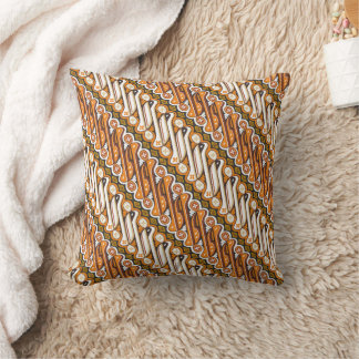Traditionelles Batik Parang Nahtloses Muster gelb Kissen