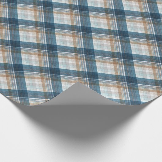 Traditionelles Beige Tan Taupe Brown Aquamarin Bla Geschenkpapier (Ecke)