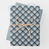 Traditionelles Beige Tan Taupe Brown Aquamarin Bla Geschenkpapier Set (Beispiel)