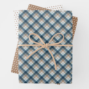 Traditionelles Beige Tan Taupe Brown Aquamarin Bla Geschenkpapier Set