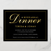 Traditionelles Black and Gold Probe Dinner Folieneinladung (Vorderseite)