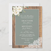 Traditionelles Blatt Grün Rustikales Holz Skript H Einladung (Vorderseite)