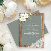 Traditionelles Blatt Grün Rustikales Holz Skript H Einladung