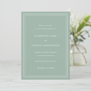 Traditionelles Blatt Grünen Zeitlose Hochzeit Save The Date