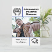 Traditionelles Blau - Ankündigung von Abschlüssen (Stehend Vorderseite)