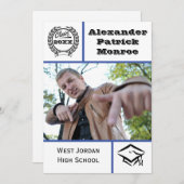 Traditionelles Blau - Ankündigung von Abschlüssen (Vorne/Hinten)