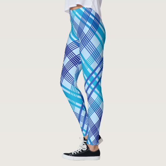 Traditionelles Blau auf BLAU Kariert Leggings (Links)