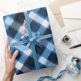 Traditionelles Blau-Navy-Karo-Himmel-Karomuster Geschenkpapier