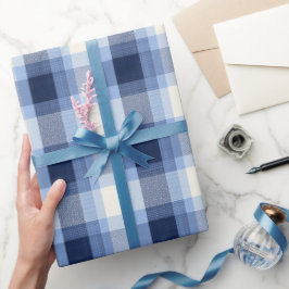 Traditionelles Blau-Navy-Karo-Himmel-Karomuster Geschenkpapier