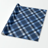 Traditionelles Blau-Navy-Karo-Himmel-Karomuster Geschenkpapier (Ungerollt)