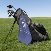 Traditionelles Blau und Weiß Mit Monogramm Golfhandtuch (Gras)