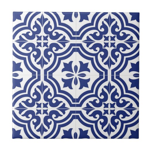Traditionelles blau-weißes spanisches Azulejo Fliese (Vorderseite)