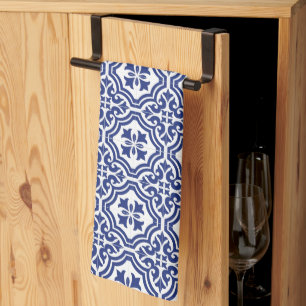 Traditionelles blau-weißes spanisches Azulejo Geschirrtuch