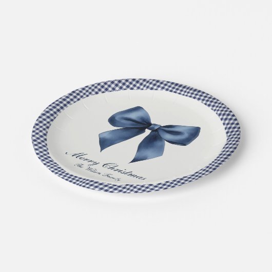 Traditionelles blaues Weihnachtsfest Pappteller (Schrägansicht)