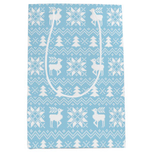 Traditionelles Blue Christmas Sweater Winterdesign Mittlere Geschenktüte