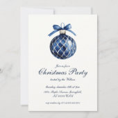 Traditionelles Blue Ornament Weihnachts-Party Einladung (Vorderseite)