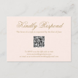 Traditionelles Blush Pink formaler QR Code Hochzei RSVP Karte
