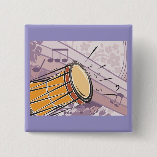 Traditionelles Bongotrommel mit Musiknoten Button (Vorderseite)