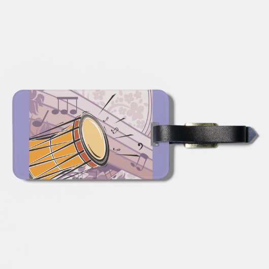 Traditionelles Bongotrommel mit Musiknoten Gepäckanhänger (Rückseite horizontal)
