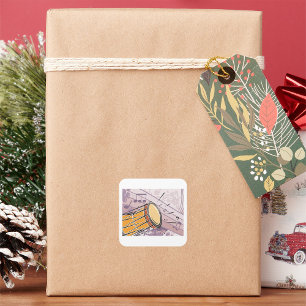 Traditionelles Bongotrommel mit Musiknoten Quadratischer Aufkleber