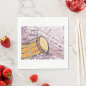 Traditionelles Bongotrommel mit Musiknoten Serviette (Beispiel)