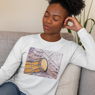 Traditionelles Bongotrommel mit Musiknoten T-Shirt