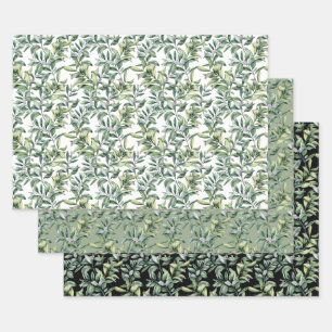 Traditionelles botanisches Muster - 3 Design Geschenkpapier Set