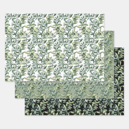 Traditionelles botanisches Muster - 3 Design Geschenkpapier Set (Set)