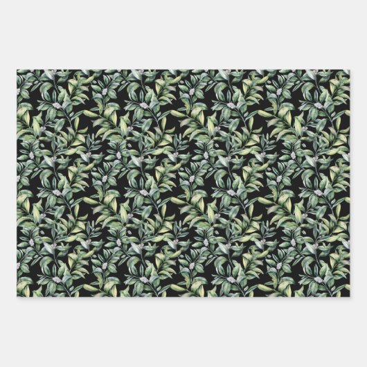 Traditionelles botanisches Muster - 3 Design Geschenkpapier Set (Vorderseite 3)