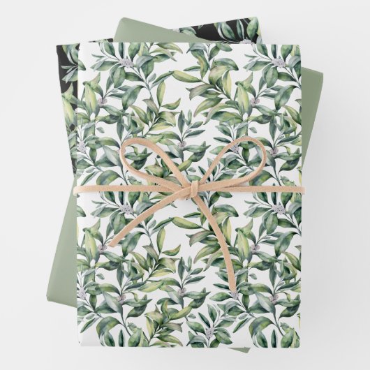 Traditionelles botanisches Muster - 3 Design Geschenkpapier Set (Beispiel)
