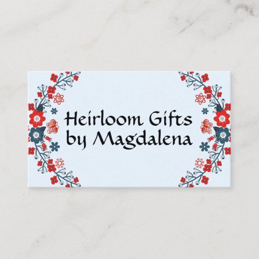 Traditionelles botanisches Volkskunst Kunsthandwer Visitenkarte (Vorderseite)