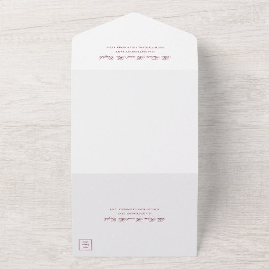 Traditionelles Burgund-Formal Elegante Hochzeit All In One Einladung (Außenbereich)