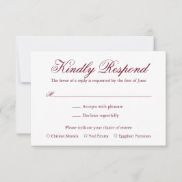 Traditionelles Burgund-Formal Elegante Hochzeit RSVP Karte