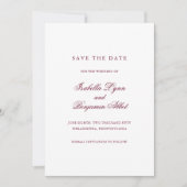 Traditionelles Burgund-Formal Elegante Hochzeit Save The Date (Vorderseite)