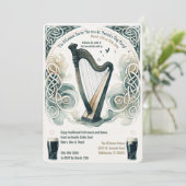 Traditionelles Celtic Harp St. Patrick's Day Party Einladung (Stehend Vorderseite)