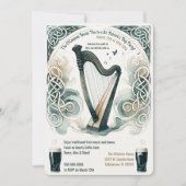 Traditionelles Celtic Harp St. Patrick's Day Party Einladung (Vorderseite)