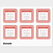 Traditionelles Country Red Gingham Candle Label Quadratischer Aufkleber (Blatt)