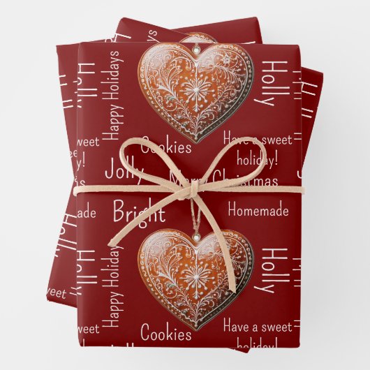 Traditionelles, dekoriertes Weihnachtsgebäck Geschenkpapier Set (Beispiel)