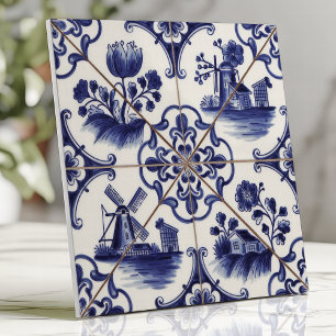 Traditionelles Delft-Blumendekor und Windmühle Fliese