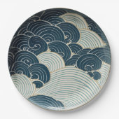 Traditionelles Design der japanischen Blue Wave Ke Pappteller (Vorderseite)