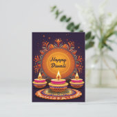 Traditionelles Diwali mit Diyas Postkarte (Stehend Vorderseite)