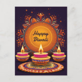 Traditionelles Diwali mit Diyas Postkarte (Vorderseite)
