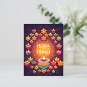 Traditionelles Diwali mit Diyas Postkarte (Stehend Vorderseite)
