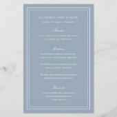 Traditionelles Dusty Blue Budget Wedding Menü (Vorne)