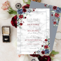 Traditionelles Dusty Blue Burgundy Floral Wedding 